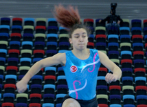 Bakıda Dünya Kubokunun iştirakçısı olan gimnastların podium məşqləri. Azərbaycan, 18 fevral, 2016